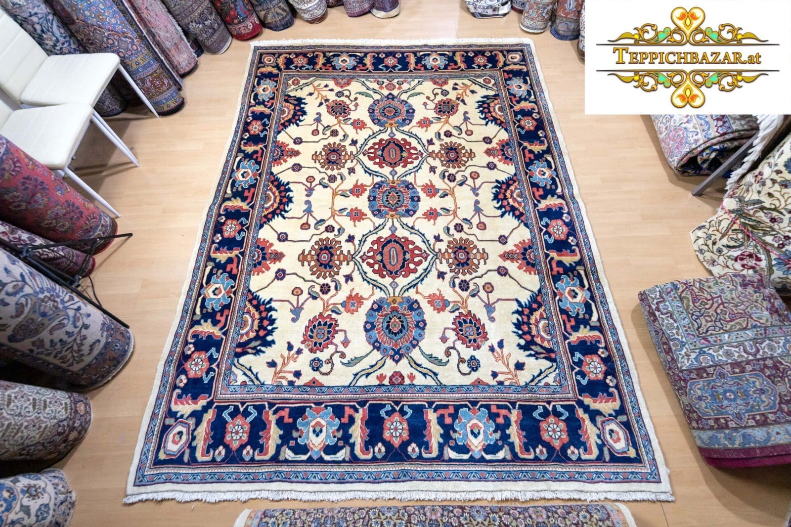 W1(#303) ca. 290*210cm Sarough Farahan  Handgeknüpfter  Antiker Perserteppich Unikat Naturfarben