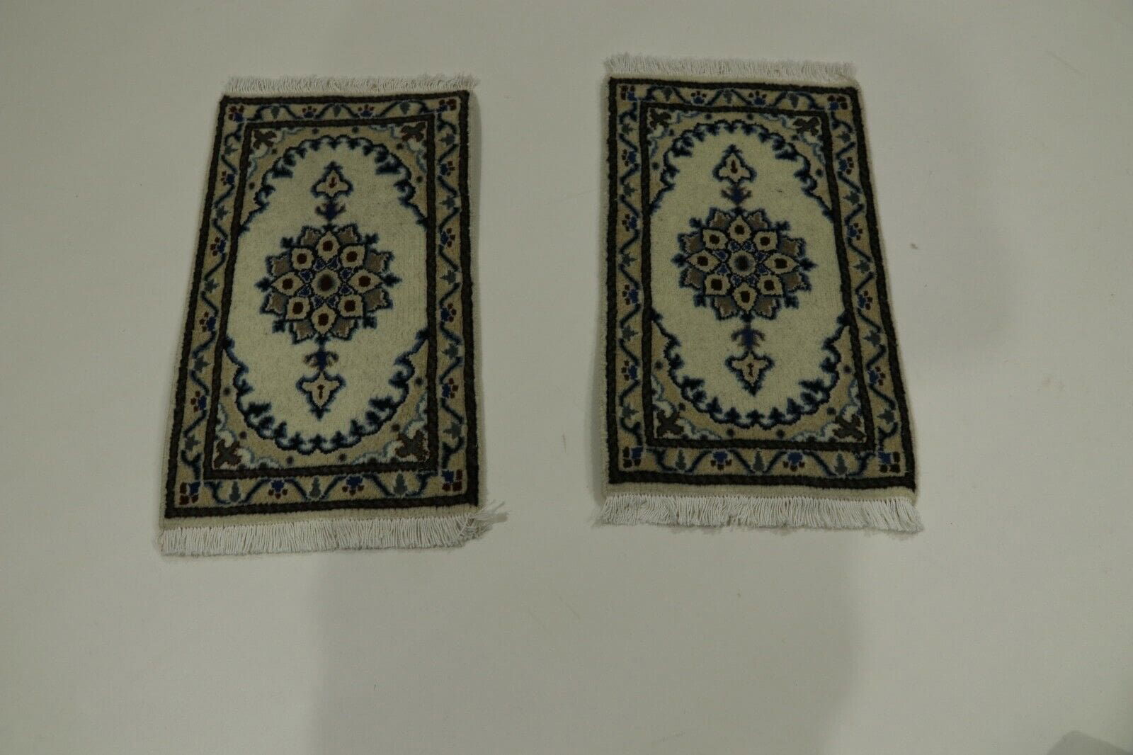 **2 x Handgeknüpfter Perserteppich Moud 60 x 40 CM - 300.000 Knoten/m² - 95% Schurwolle, 5% Seide - TOP Zustand - Unikat**