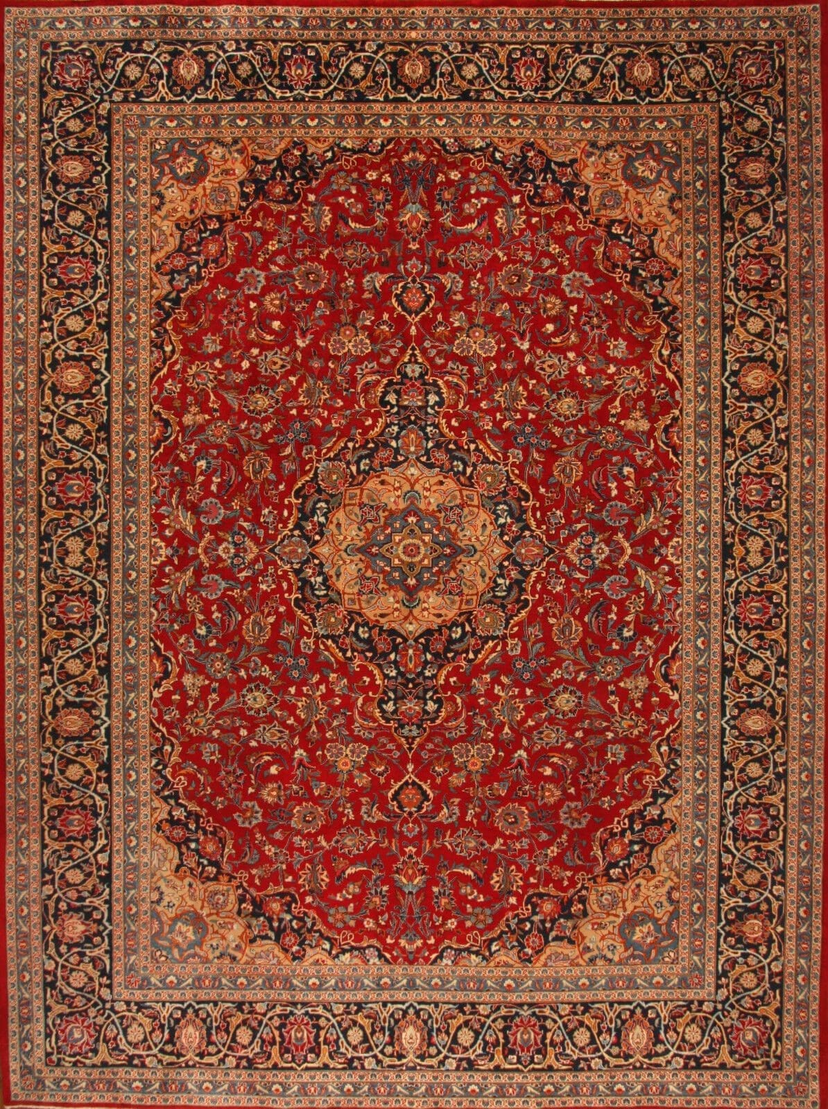 Echter Handgeknüpfter Perserteppich 406 x 306 cm - ca. 200.000 Knoten/m² - Wunderschöne Pflanzenfarben - Hohe Knüpfqualität - handgeknüpft Perserteppich