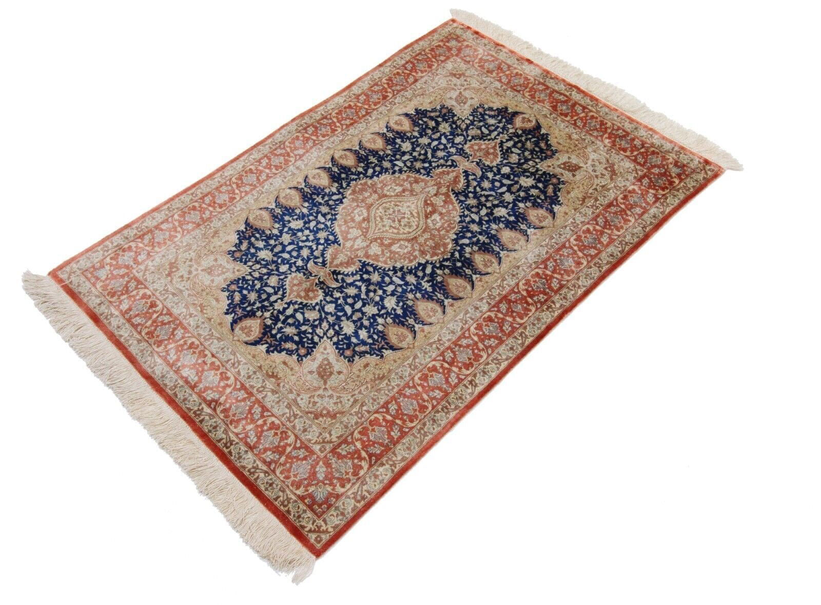 **Original Handgeknüpfter Perserteppich Ghom, Qom - Reine Seide 115 cm x 78 cm - Hochwertige Handarbeit, 100% Handgeknüpft**