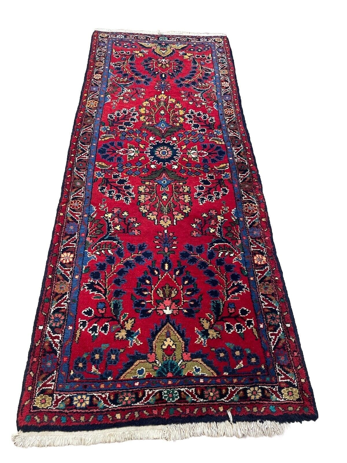 **Top Qualität Sarough Alt Rot Perserteppich 220x85 cm – 100% Wolle, Zertifikat, Handgeknüpft**