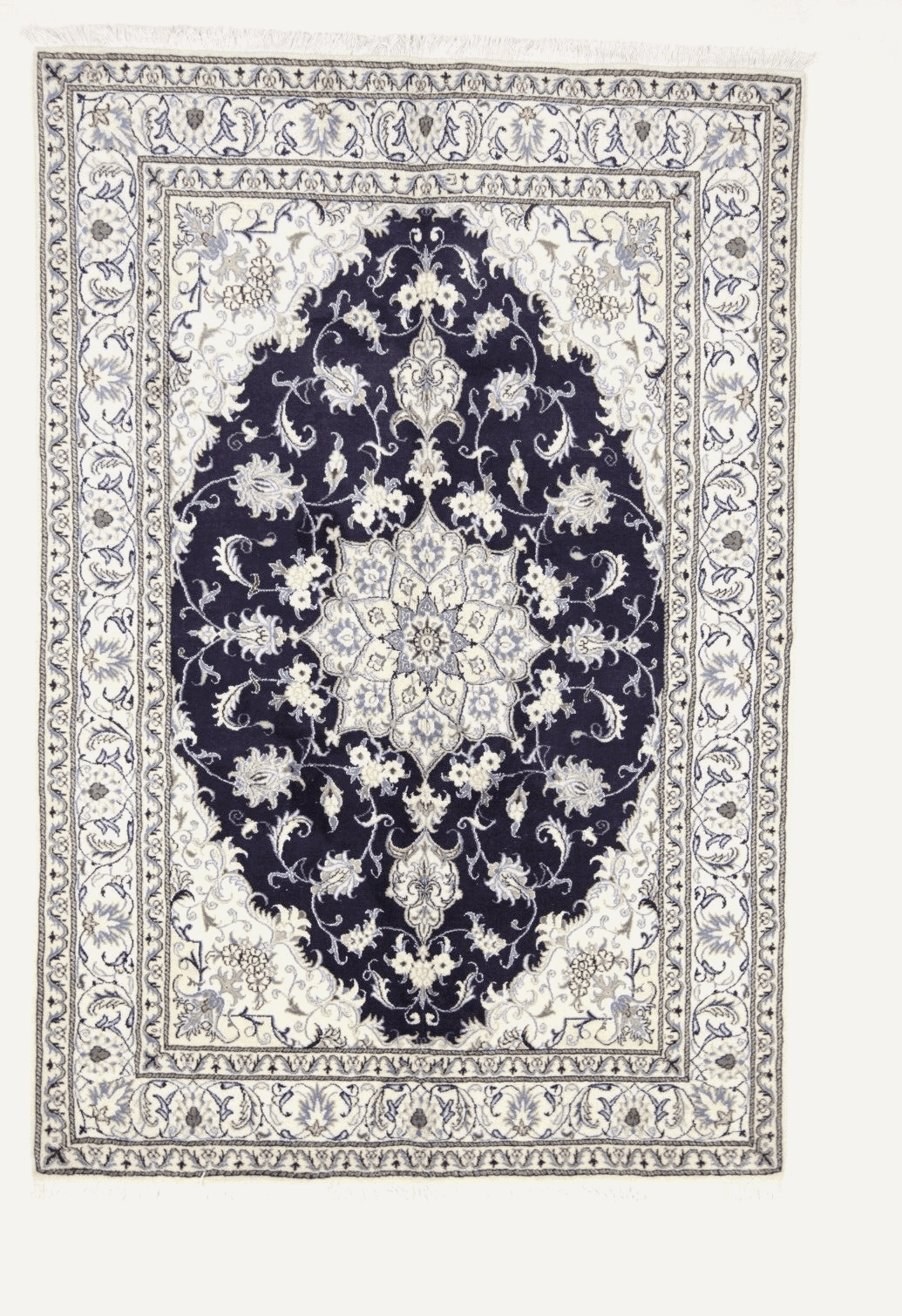 **Wunderschöner Orientteppich 242 x 160 cm - 300.000 Knoten/m² - 90% Schurwolle, 10% Seide, Handgeknüpft, Perserteppich**