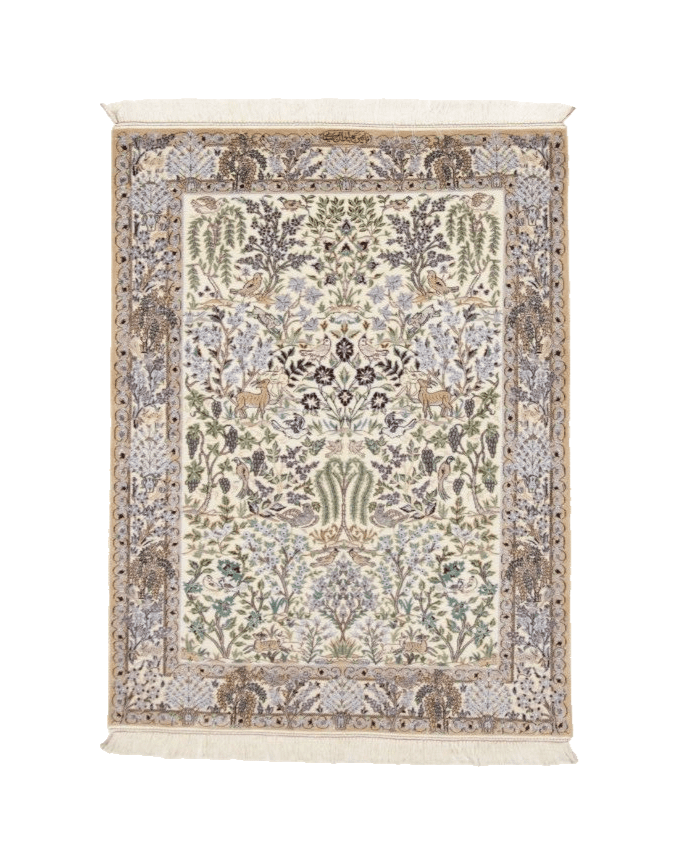 Wunderschöner Perserteppich 164x124 cm, ca. 1000 Knoten/m², 80% Korkwolle, 20% Naturseide, sehr feine Top Qualität, handgeknüpft