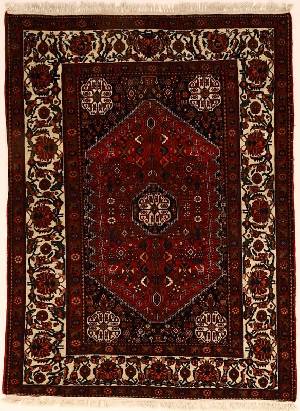 Abadeh Orientteppich 222x161 cm, antikfarben, handgeknüpft
