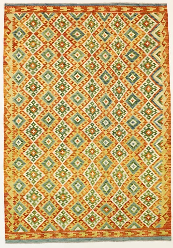 Afghanischer Kelim-Teppich 292x203 cm – Handgewebt, Wolle & Ziegenhaar