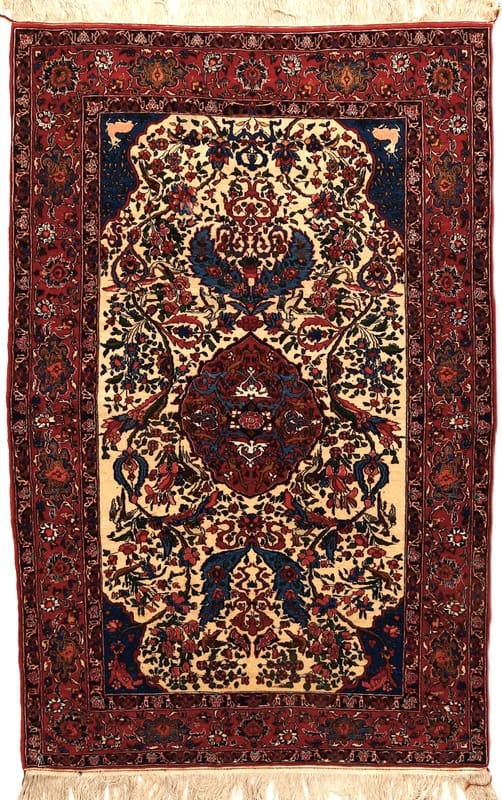 Antiker Isfahan-Seidenteppich 232x151 cm – Handgeknüpft, Perserteppich