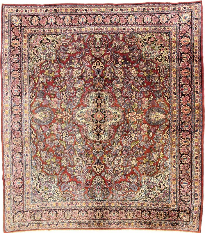 Antiker Shahrbaft Perserteppich 359x321 cm, Wolle-Seide, handgeknüpft
