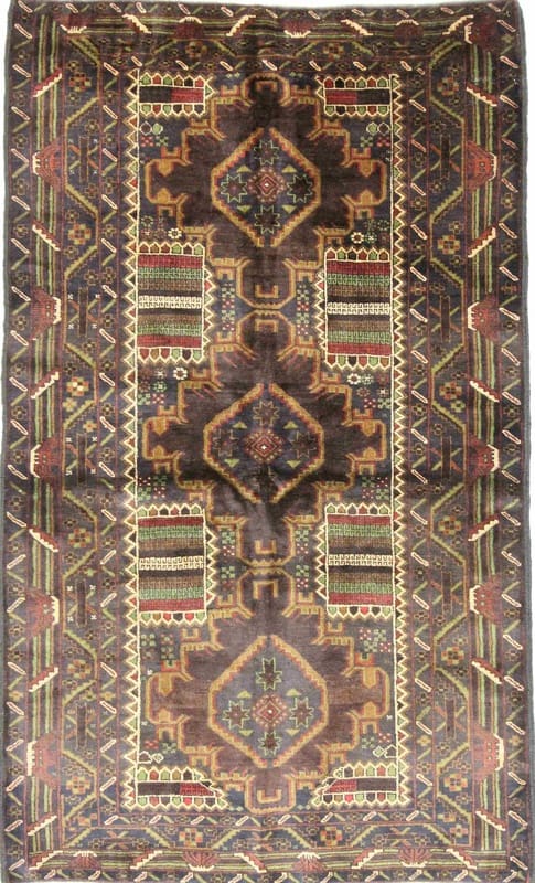 Belutsch Teppich 196x118 cm, handgeknüpft, traditionelles Design
