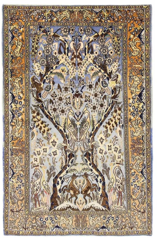Ghom Orientteppich 162x109 cm, 100% Seide, handgeknüpft
