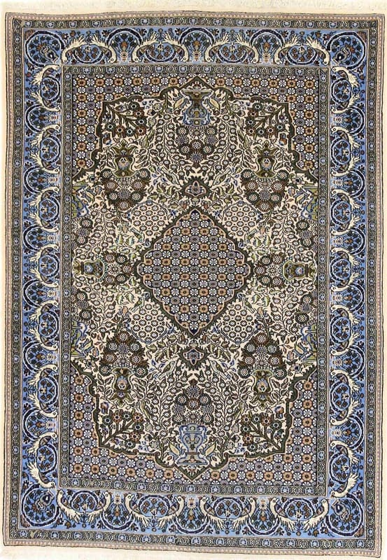Ghom Teppich 160x111 cm aus Seide, handgeknüpft, Luxus Orientteppich