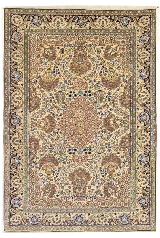Ghom Teppich 208x139 cm, Seide, handgeknüpft, Orientteppich