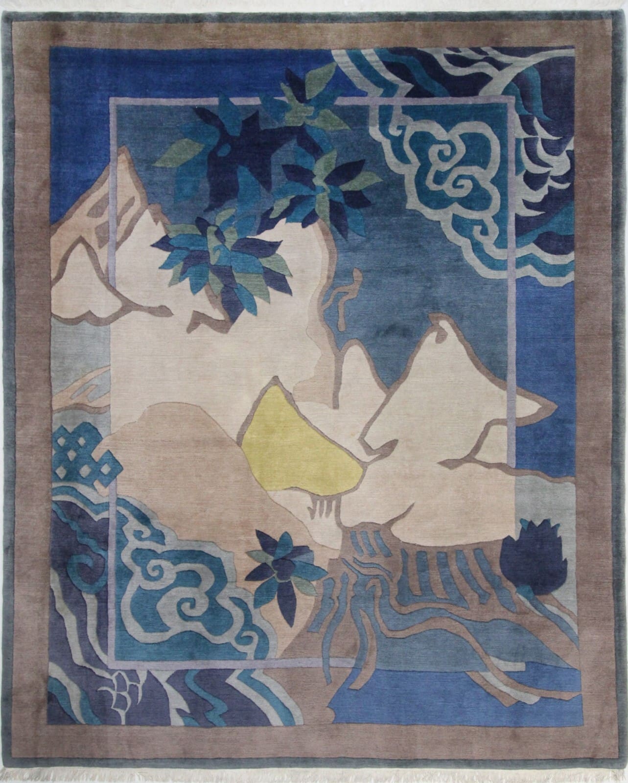 Handgeknüpfter Nepal Orientteppich 295x245 cm mit modernen Mustern