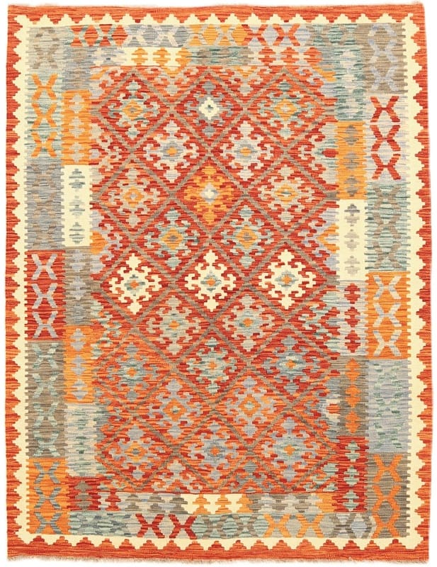 Handgewebter Kelim-Teppich 202x154 cm – Geometrisches Muster, Orientteppich