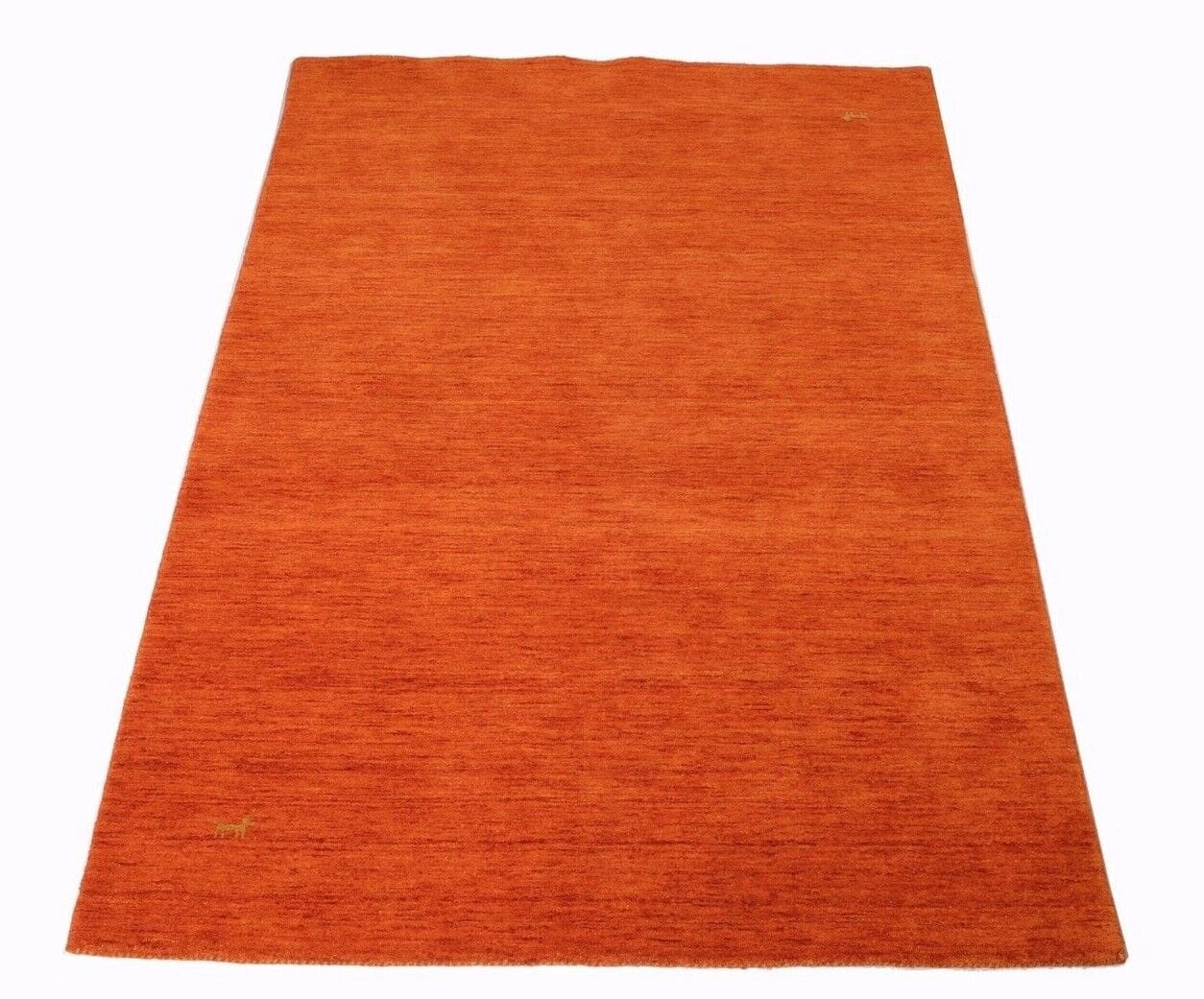 Handgewebter Orientteppich 228x158 cm orange Schurwolle Uni