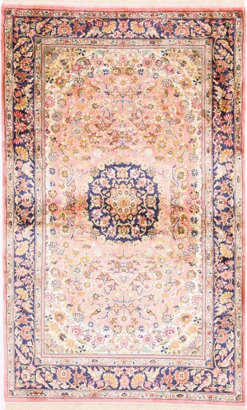 Kashmir Seidenteppich 156x94 cm, fein geknüpft, Orientteppich