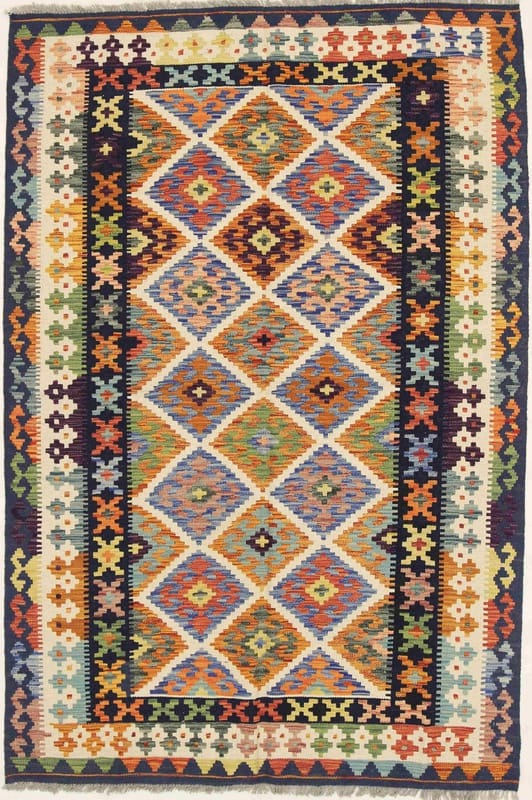 Kelim Orientteppich 198x131 cm, bunt, handgewebt