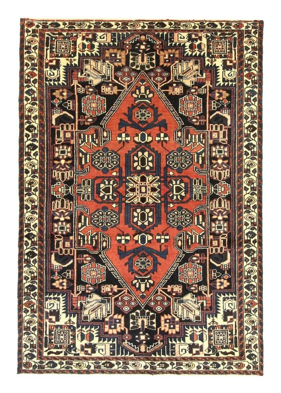 Orientteppich 200x138 cm, handgeknüpft, florales Muster, Vintage
