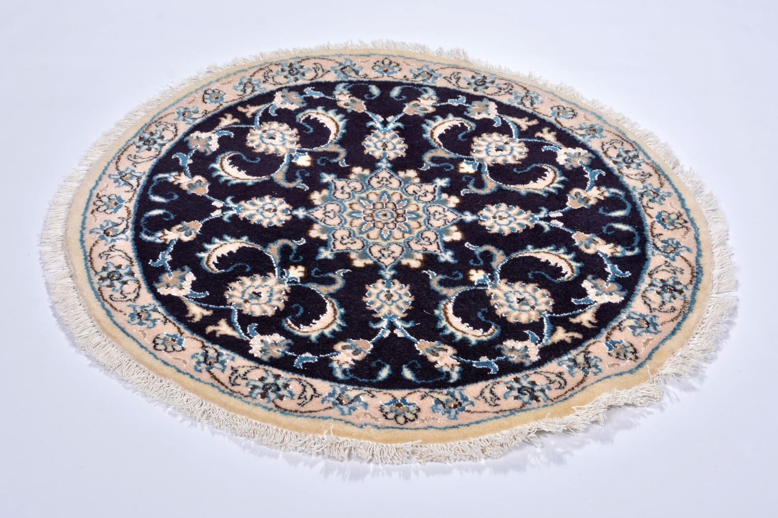 Runder Perserteppich Nain 94x94 cm, 300.000 Knoten, handgeknüpft