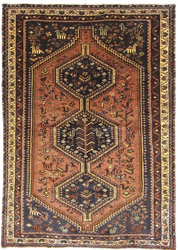 SHIRAZ Teppich 258x170 cm, Ghaschghai-Stil, handgeknüpft