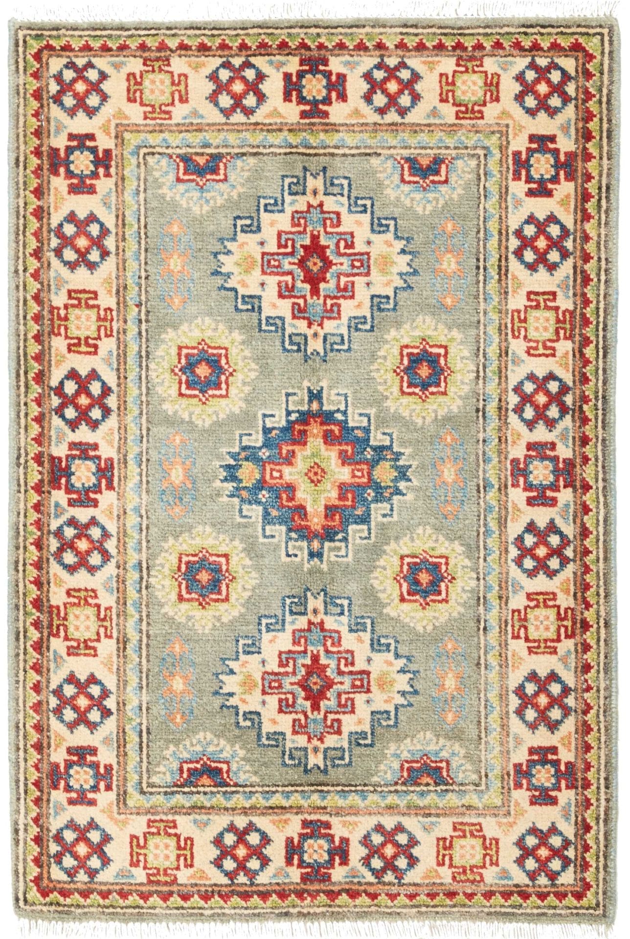 Kazak Orientteppich 67 x 94 cm - Handgeknüpft, geometrische Muster