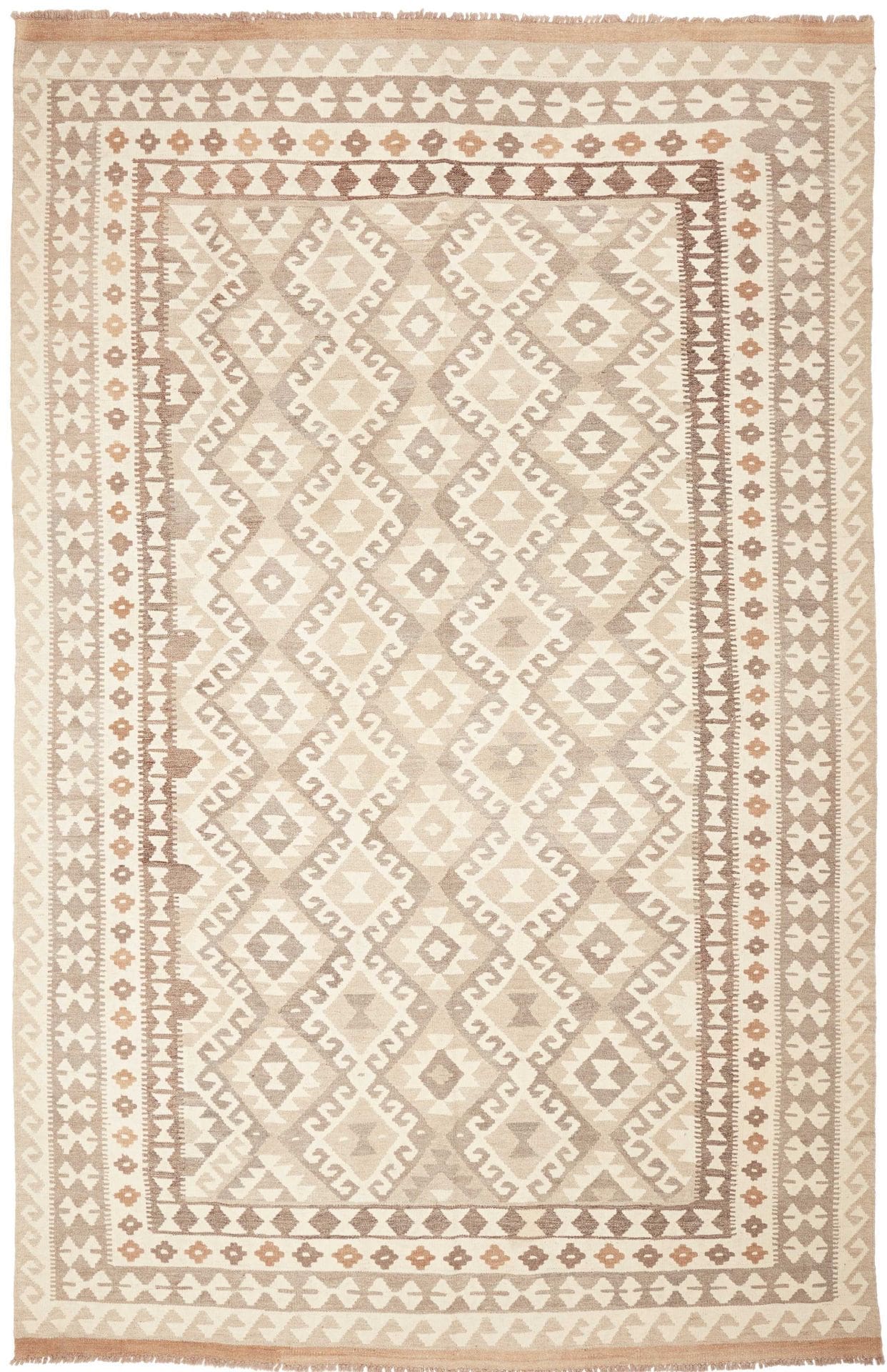 Kelim Teppich 203 x 309 cm handgewebt - rustikales Flair, Wolle