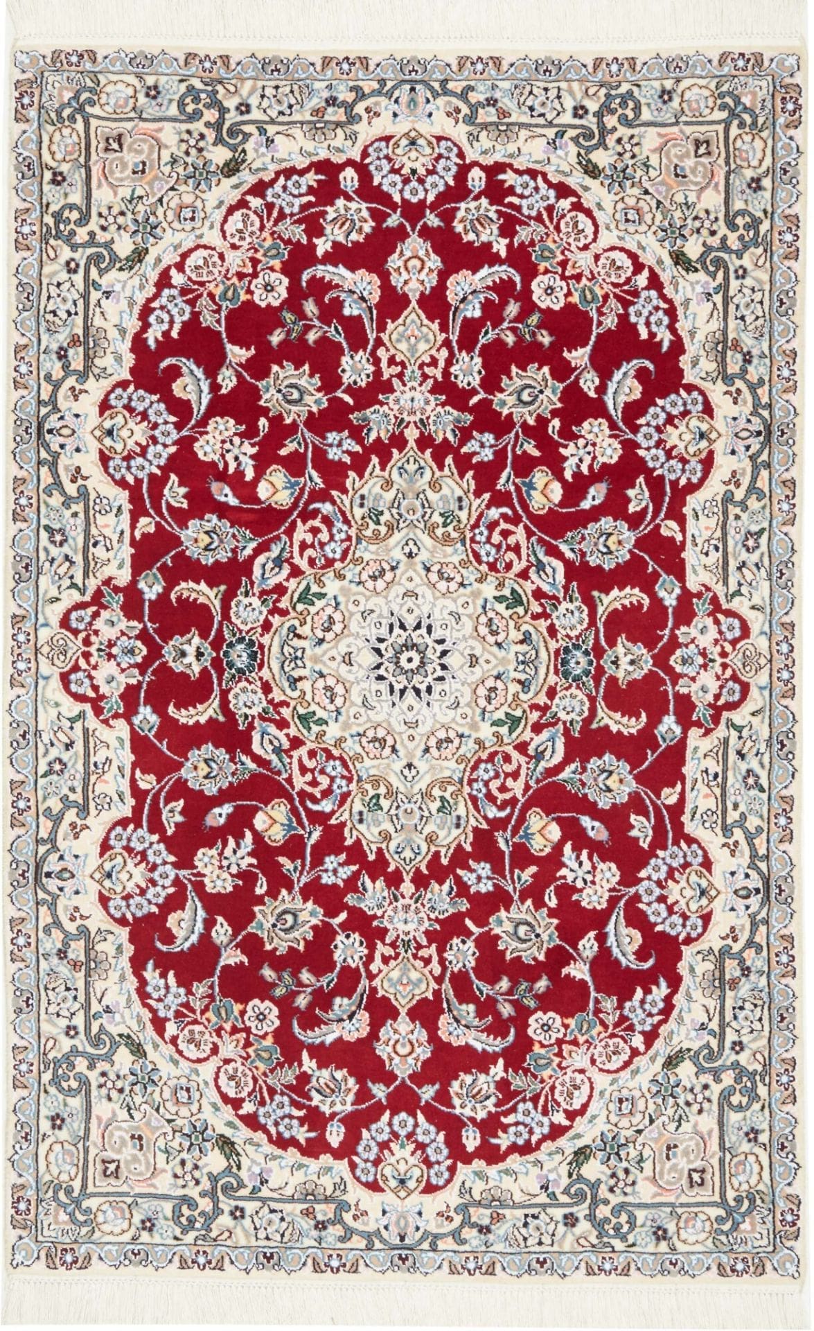 Nain Teppich 105 x 157cm, florales Design, handgeknüpft, Perserteppich