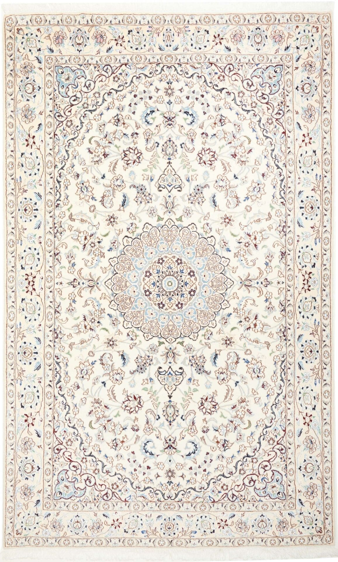 Nain Teppich 159 x 257 cm – florales Muster, handgeknüpft, Perserteppich