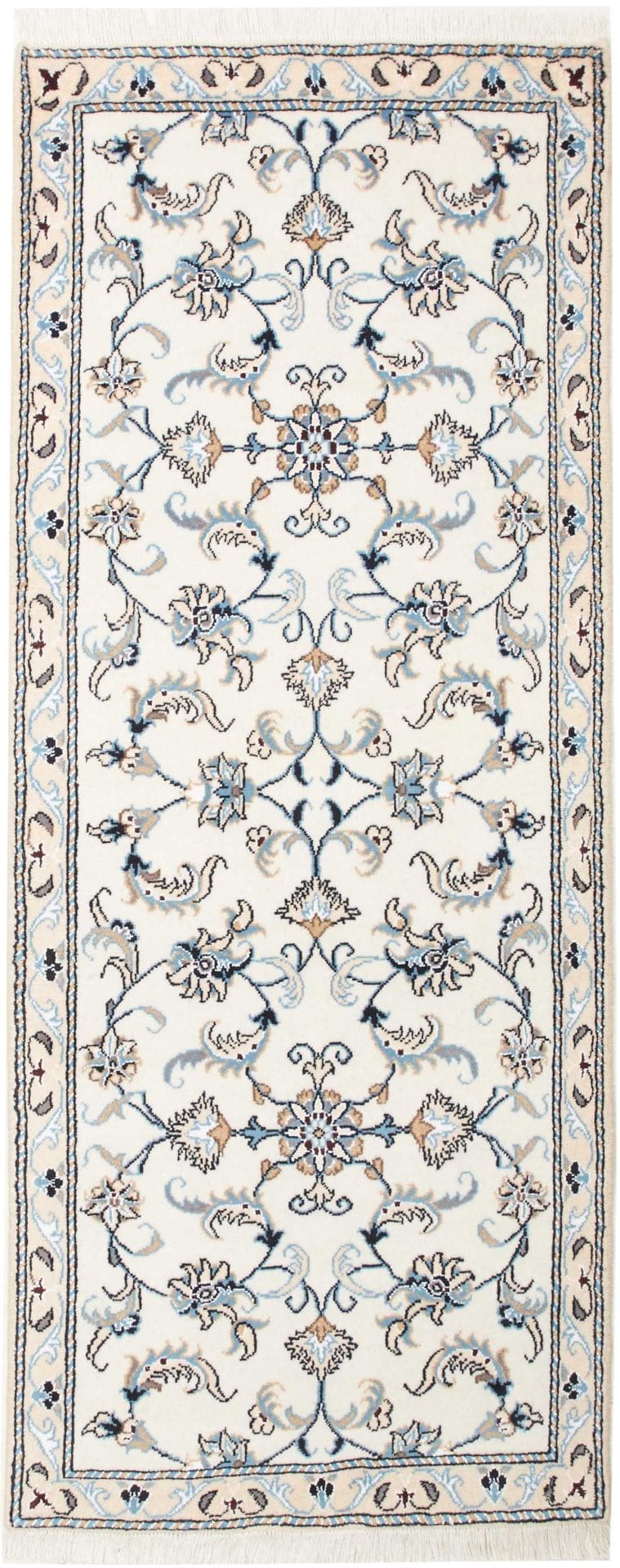 Nain Teppich 83 x 200 cm – handgeknüpft, florale Muster, Schurwolle